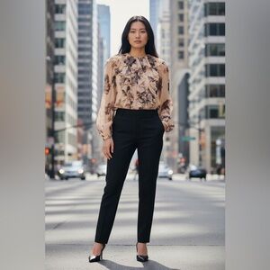 Coach Floral Lined Ruffled Women's Peasant Silk Blouse